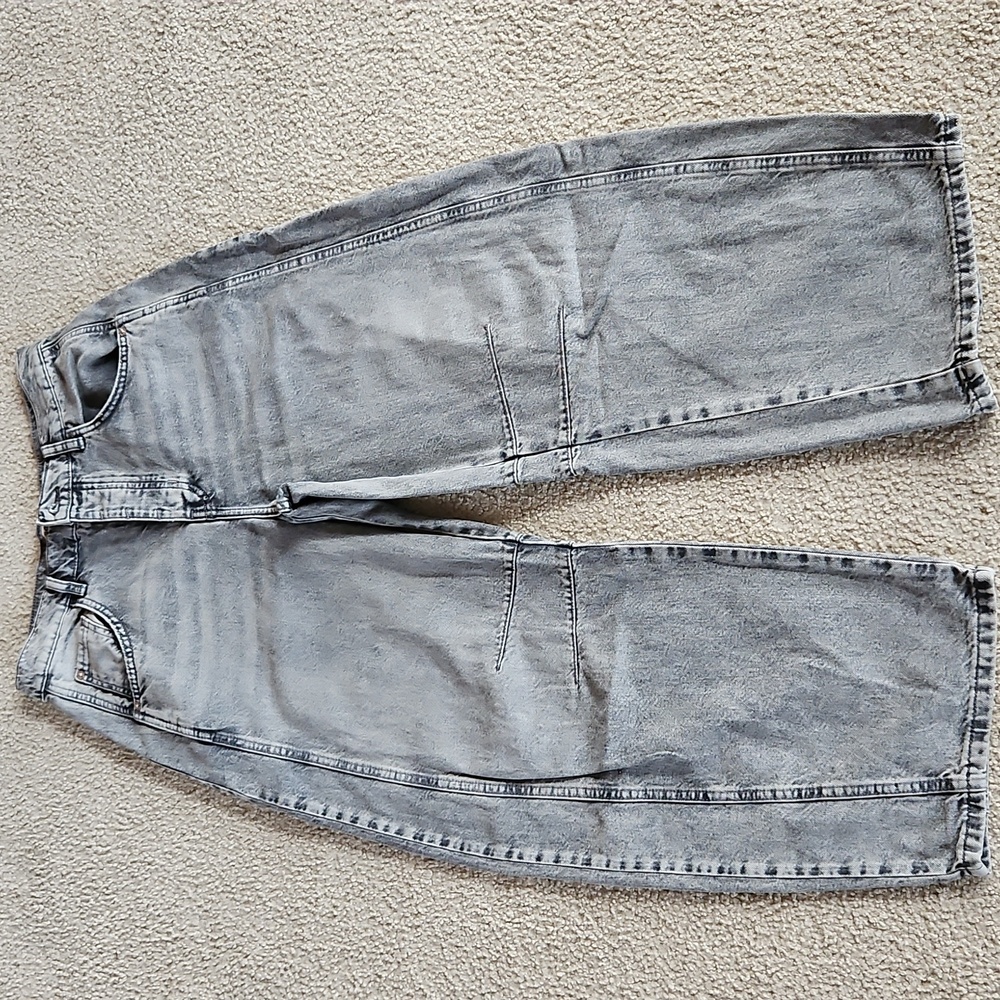 Free People Good Luck Barrel Jeans Mid Rise Distressed Relaxed Kismet  28 NWOT - Picture 2 of 15